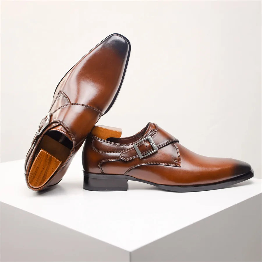 Men’s Italian Monk Strap Dress Shoes – Classic Buckle Detail
