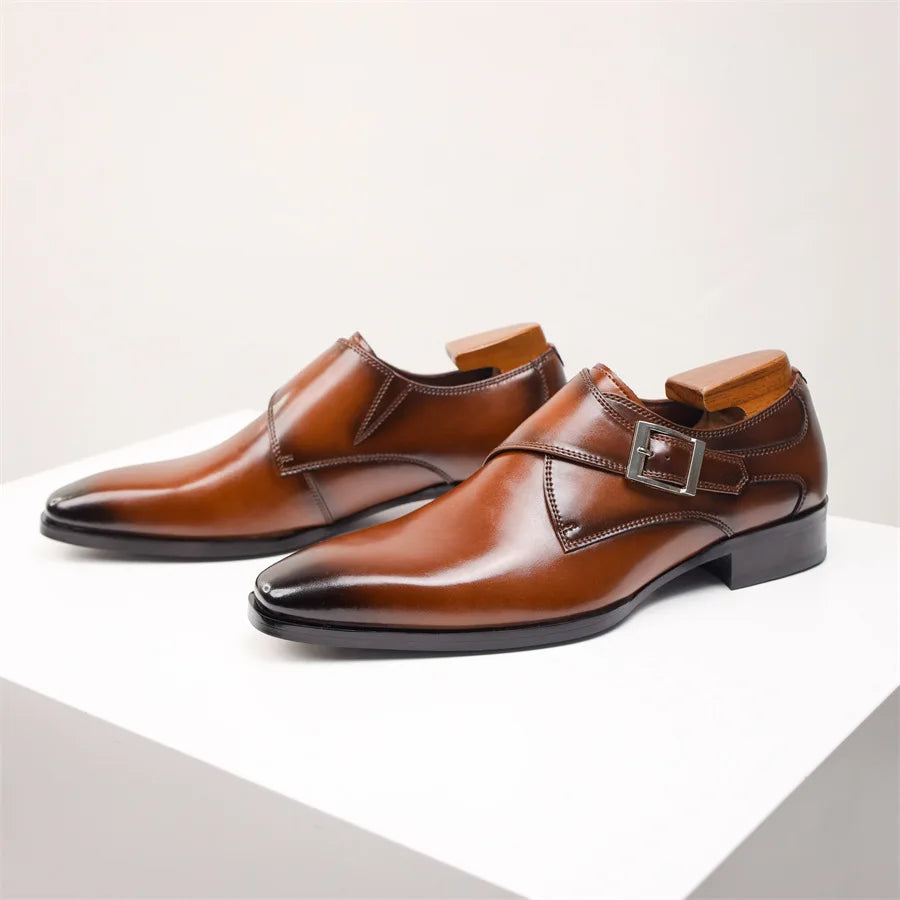 Men’s Italian Monk Strap Dress Shoes – Classic Buckle Detail