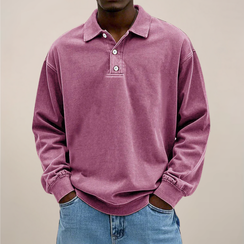 Men’s Long Sleeve Polo Shirt – Relaxed Smart Casual Essential