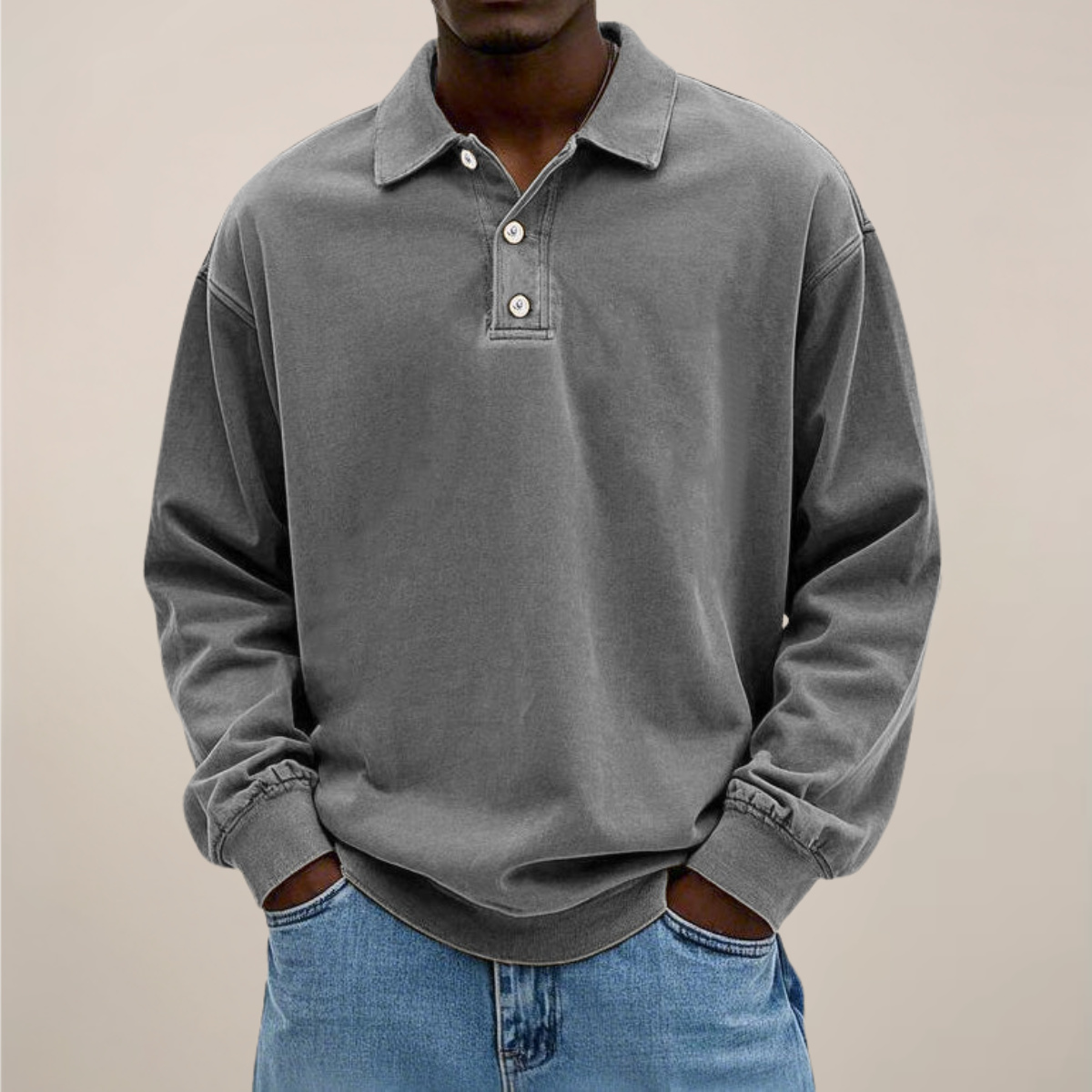Men’s Long Sleeve Polo Shirt – Relaxed Smart Casual Essential