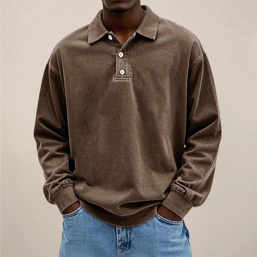 Men’s Long Sleeve Polo Shirt – Relaxed Smart Casual Essential