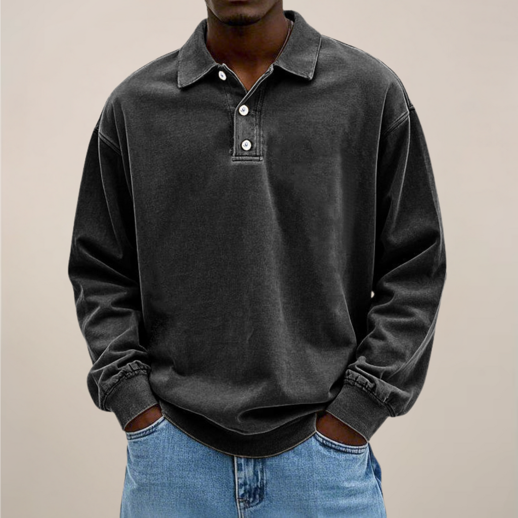 Men’s Long Sleeve Polo Shirt – Relaxed Smart Casual Essential