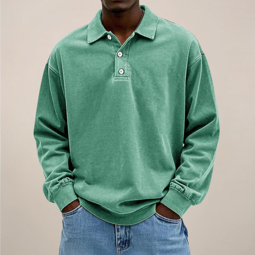 Men’s Long Sleeve Polo Shirt – Relaxed Smart Casual Essential
