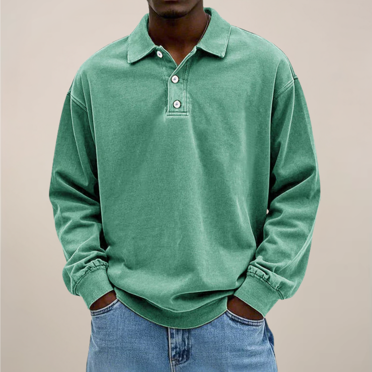 Men’s Long Sleeve Polo Shirt – Relaxed Smart Casual Essential