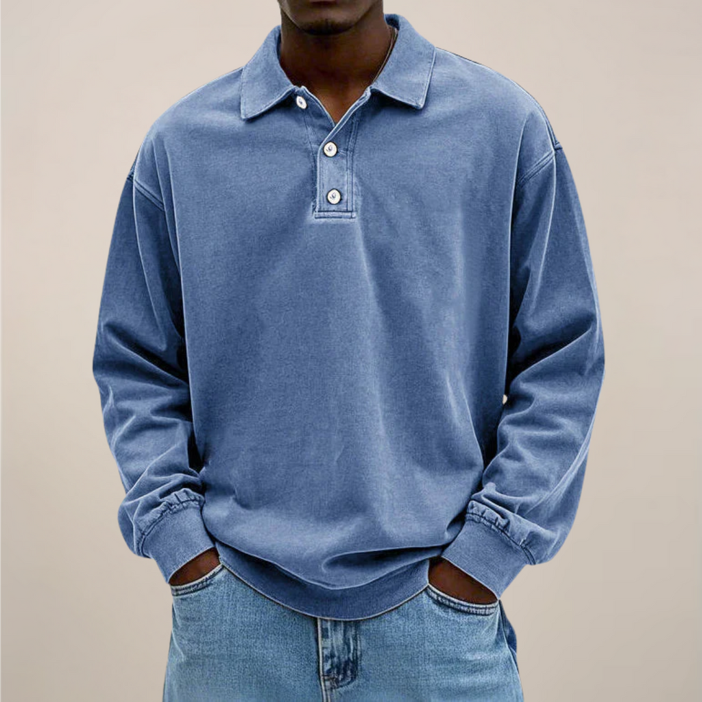 Men’s Long Sleeve Polo Shirt – Relaxed Smart Casual Essential