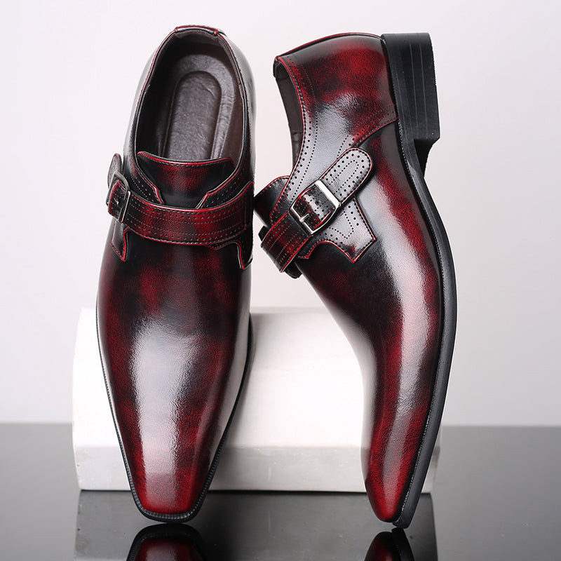 Men’s Patent Monk Strap Shoes – Polished Finish – Single Buckle