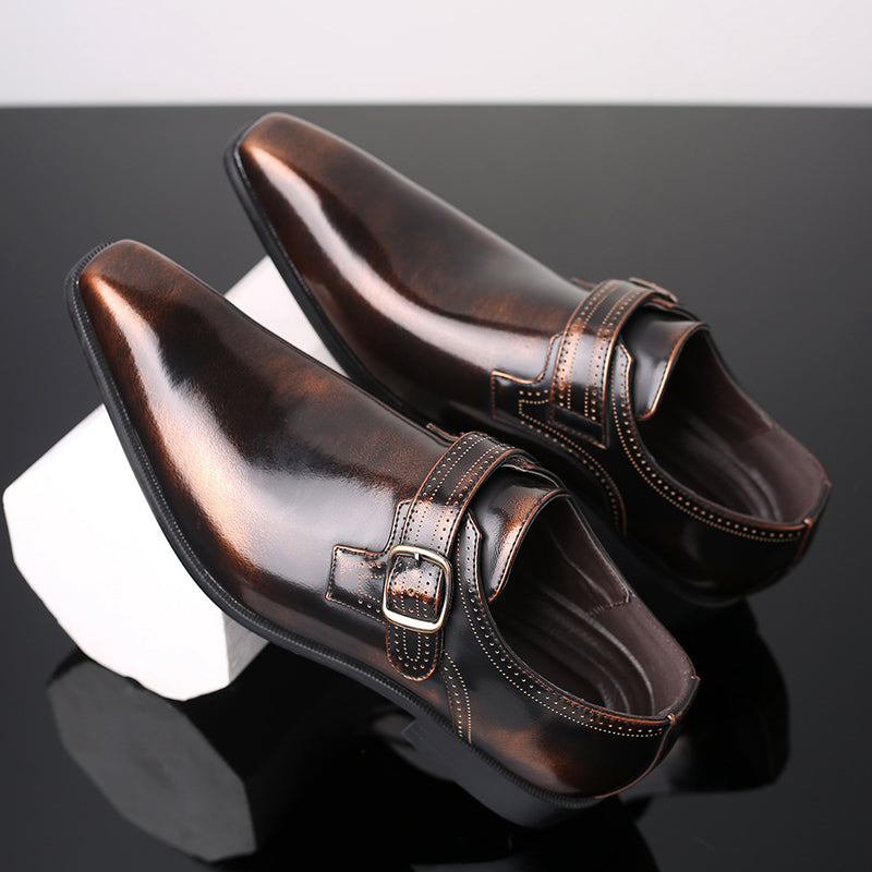 Men’s Patent Monk Strap Shoes – Polished Finish – Single Buckle