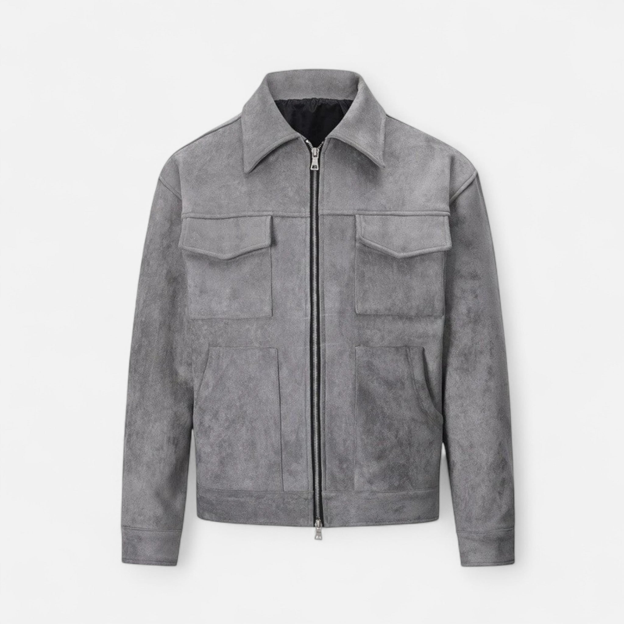 Men’s Relaxed-Fit Zip Jacket – Utility Pocket Design for Everyday Wear