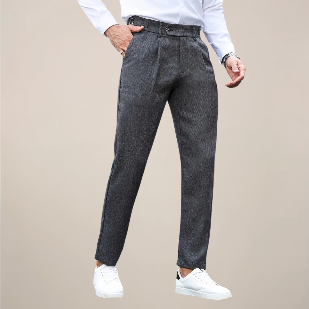 Men’s Slim Fit Pleated Trousers – Tailored Dress Pants for Business & Formal Wear