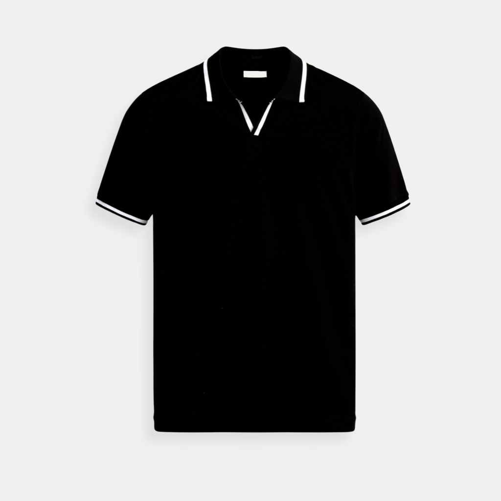 Men’s Slim Fit Polo Shirt – Short Sleeves – Contrast Detailing – Tailored Look