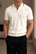 Men’s Slim Fit Polo Shirt – Short Sleeves – Contrast Detailing – Tailored Look