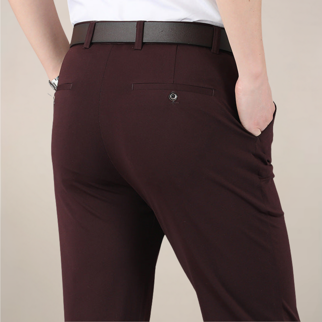 Men’s Slim Fit Trousers – Stretch Waist Smart Business Pants