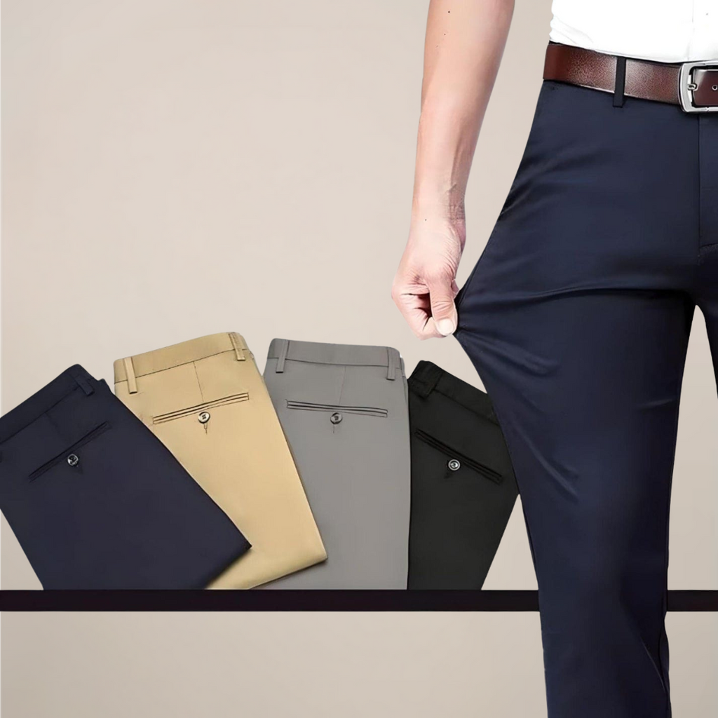 Men’s Slim Fit Trousers – Stretch Waist Smart Business Pants