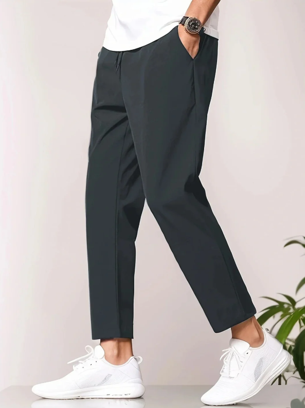 Men’s Tapered Lightweight Casual Trousers with Elastic Waist – Modern Fit for Travel & Daily Wear