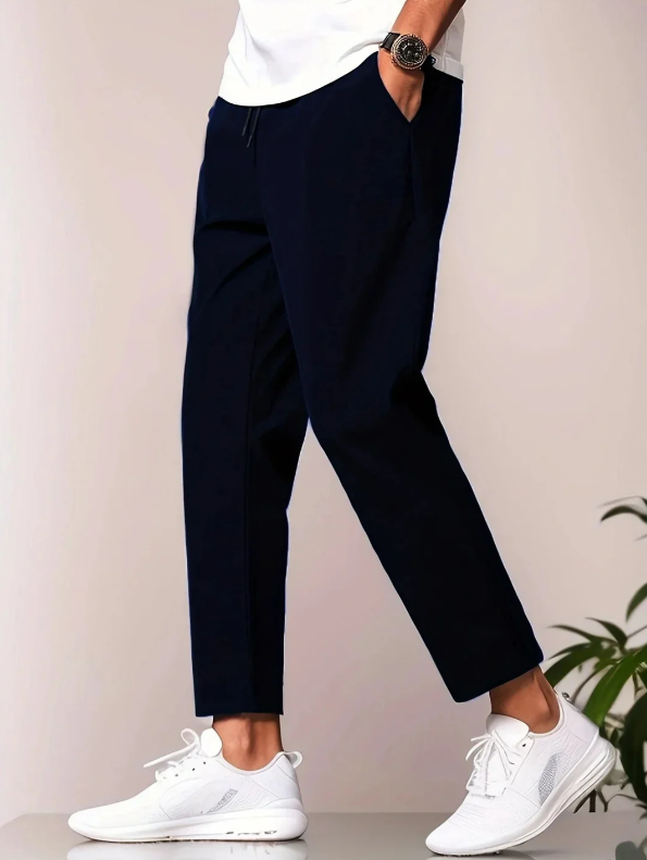 Men’s Tapered Lightweight Casual Trousers with Elastic Waist – Modern Fit for Travel & Daily Wear
