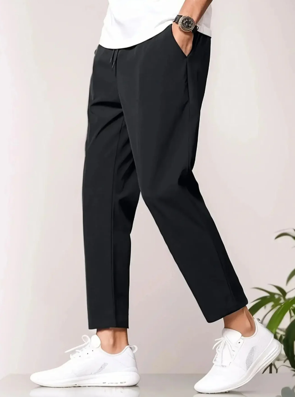 Men’s Tapered Lightweight Casual Trousers with Elastic Waist – Modern Fit for Travel & Daily Wear