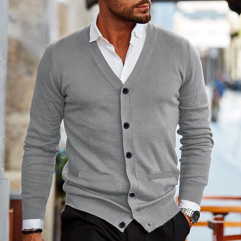 Men’s V-Neck Button Cardigan – Smart Casual Layer