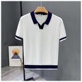 Men’s Short Sleeve Zigzag Knit Polo with Contrast Collar