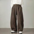 Men’s High-Waisted Wide Leg Trousers with Pleated Waist and Adjustable Belt