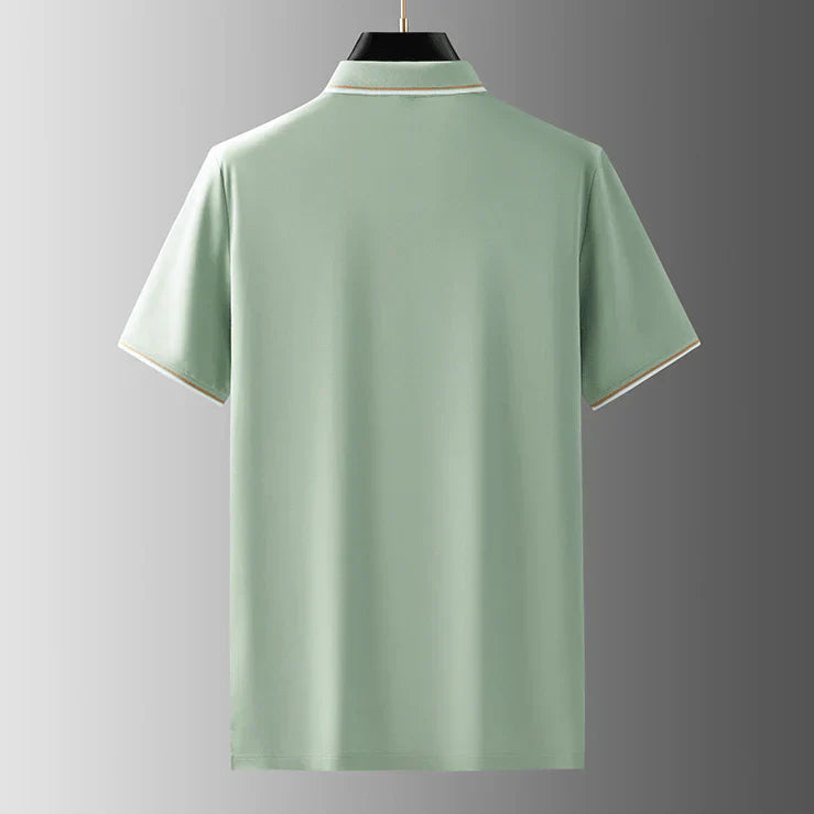 Men's Short-Sleeve Piqué Polo Tee - Smart Casual Spread Collar Polo with Contrast Stripe Tipping