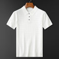 Men’s Textured Short Sleeve Polo Shirt with Three-Button Placket