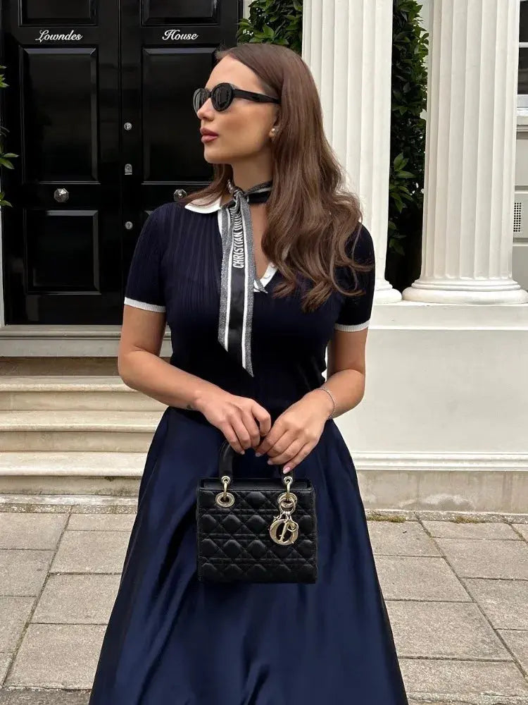 Women’s Short Sleeve Knit Polo Top with Contrast Collar