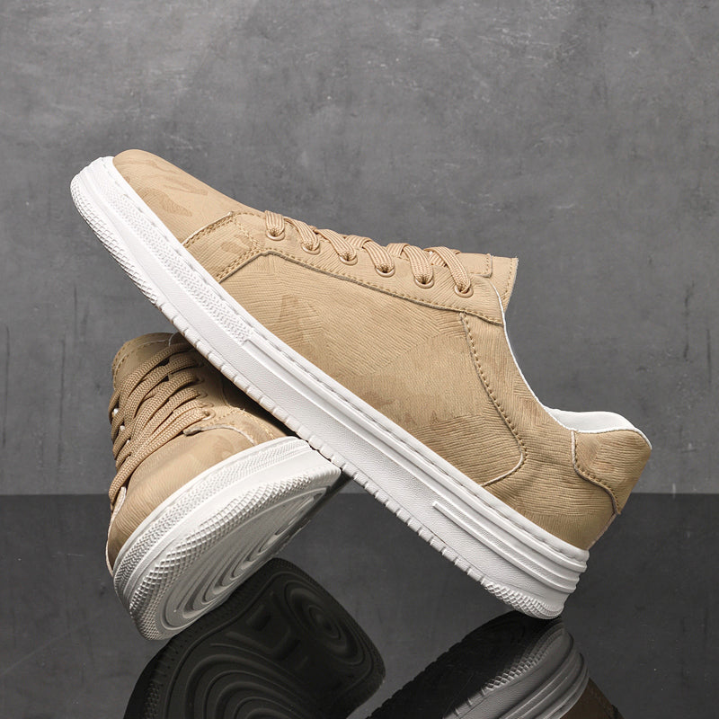 Men's Low-Top Trainers - Smart Casual Lace-Up Sneakers with Thick White Cupsole