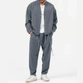Men’s Two-Piece Set - Button-Front Jacket and Drawstring Trousers