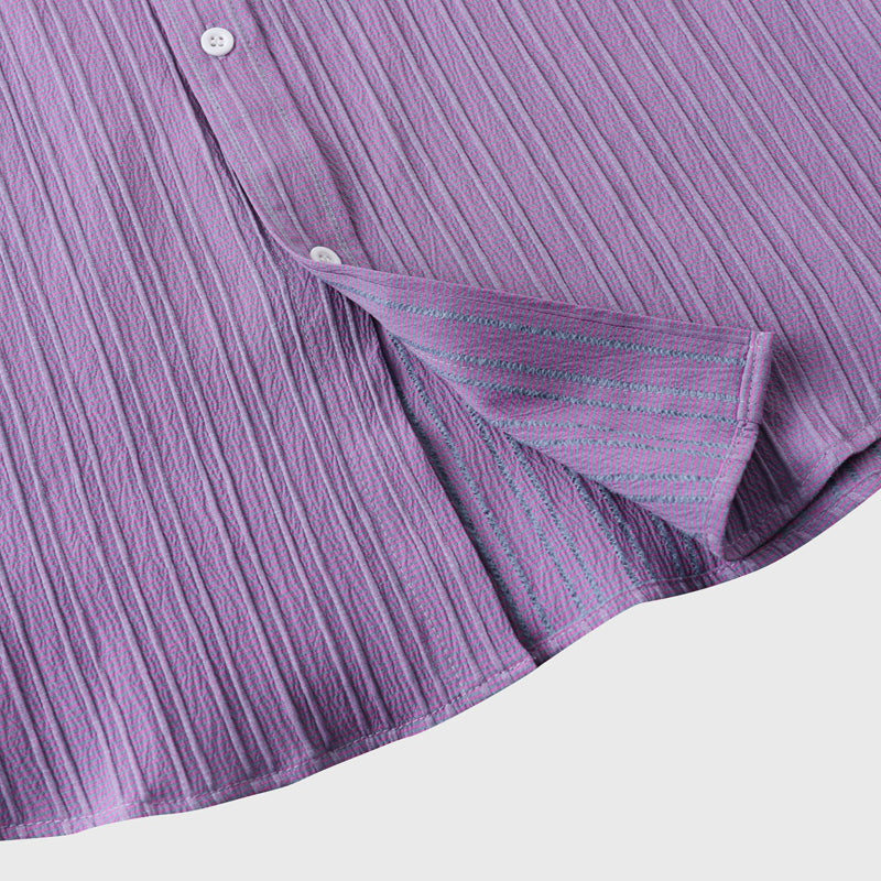 Men’s Short Sleeve Button-Up Shirt with Polo Collar and Chest Pocket