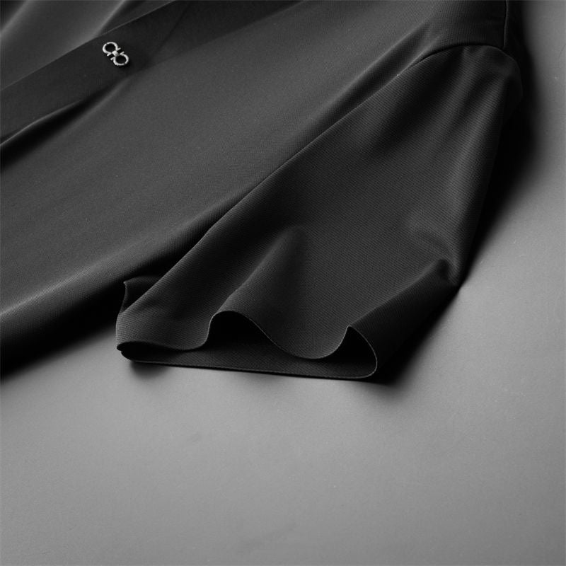 Men’s Short Sleeve Polo Shirt and Trousers Set with Elastic Waist