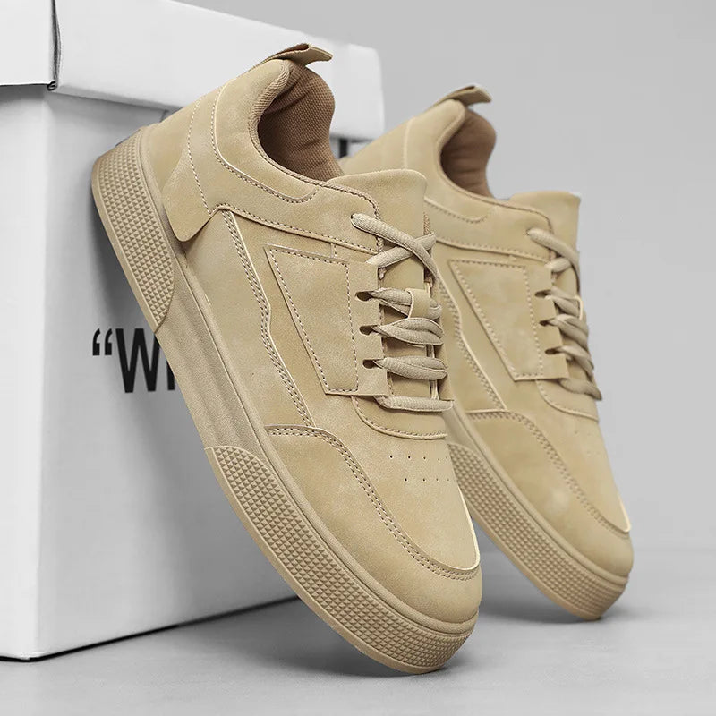 Men’s Low-Top Lace-Up Trainers with Panelled Upper and Textured Sole
