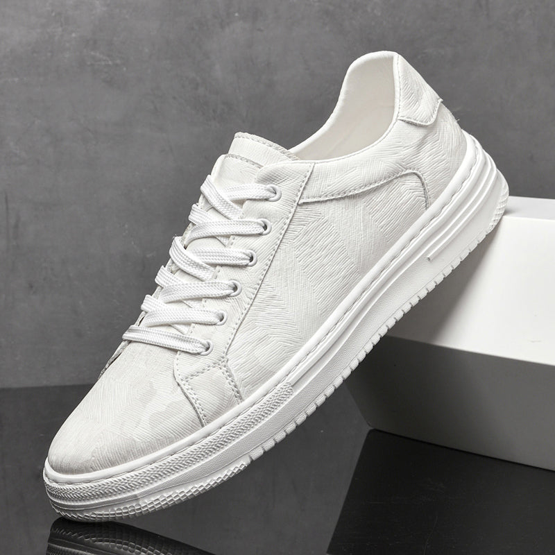 Men's Low-Top Trainers - Smart Casual Lace-Up Sneakers with Thick White Cupsole