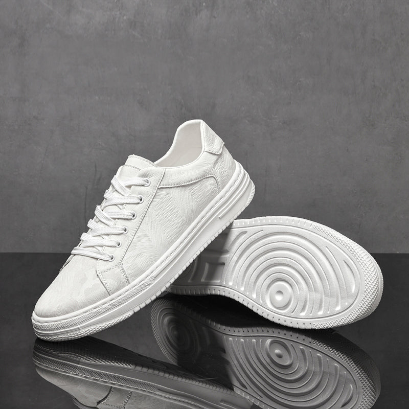Men's Low-Top Trainers - Smart Casual Lace-Up Sneakers with Thick White Cupsole