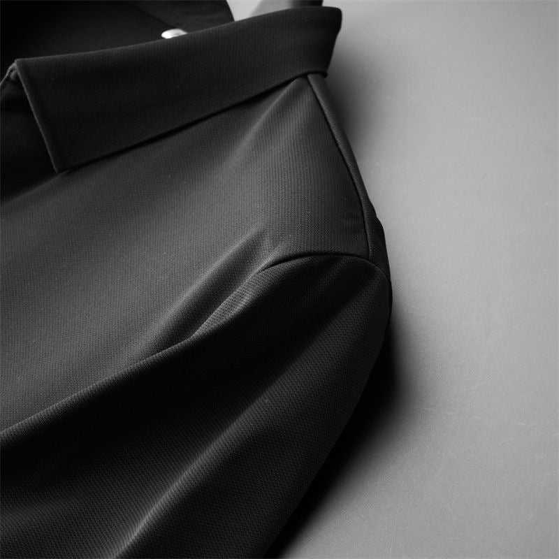 Men’s Short Sleeve Polo Shirt and Trousers Set with Elastic Waist