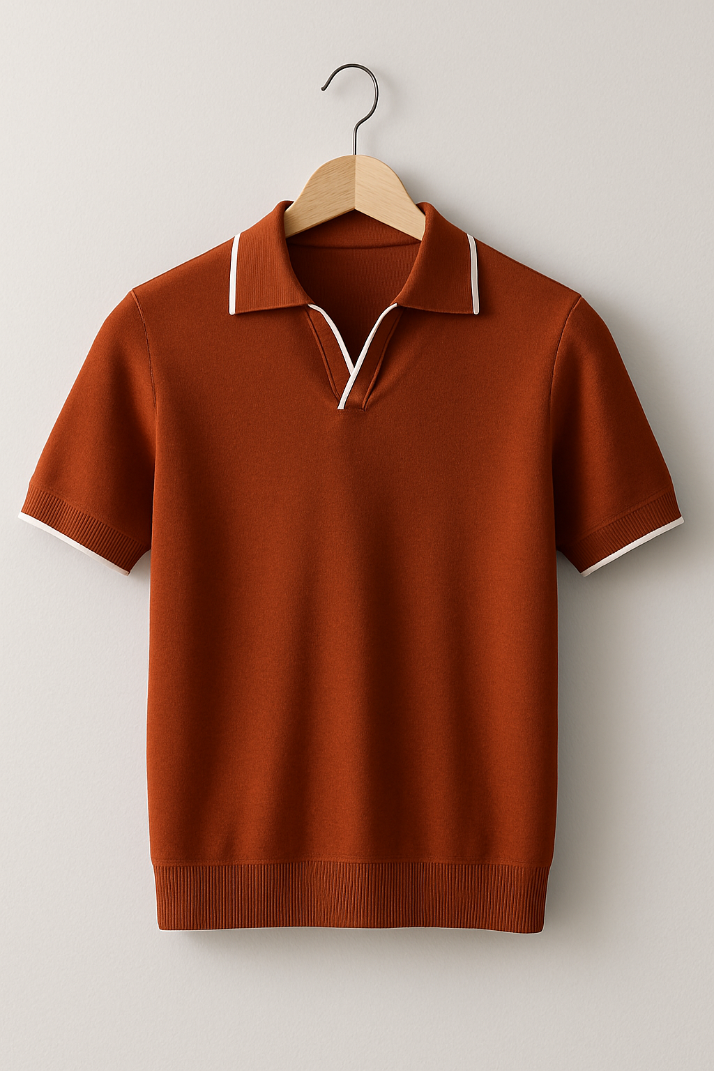 Short Sleeve Knit Polo – Contrast Trim, Slim Fit