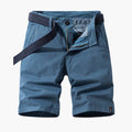 Men's Chino Shorts - Textured Check Pattern - Zip Fly - Belt Included - Front and Back Pockets - Knee Length