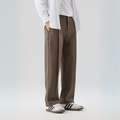Men’s Wide Leg Trousers with Front Pleats and Straight Hem