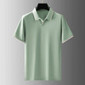 Men's Short-Sleeve Piqué Polo Tee - Smart Casual Spread Collar Polo with Contrast Stripe Tipping