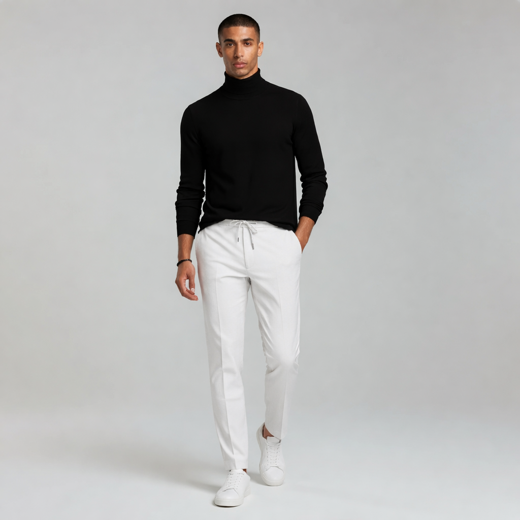 Men’s Slim Fit Drawstring Trousers with Textured Finish