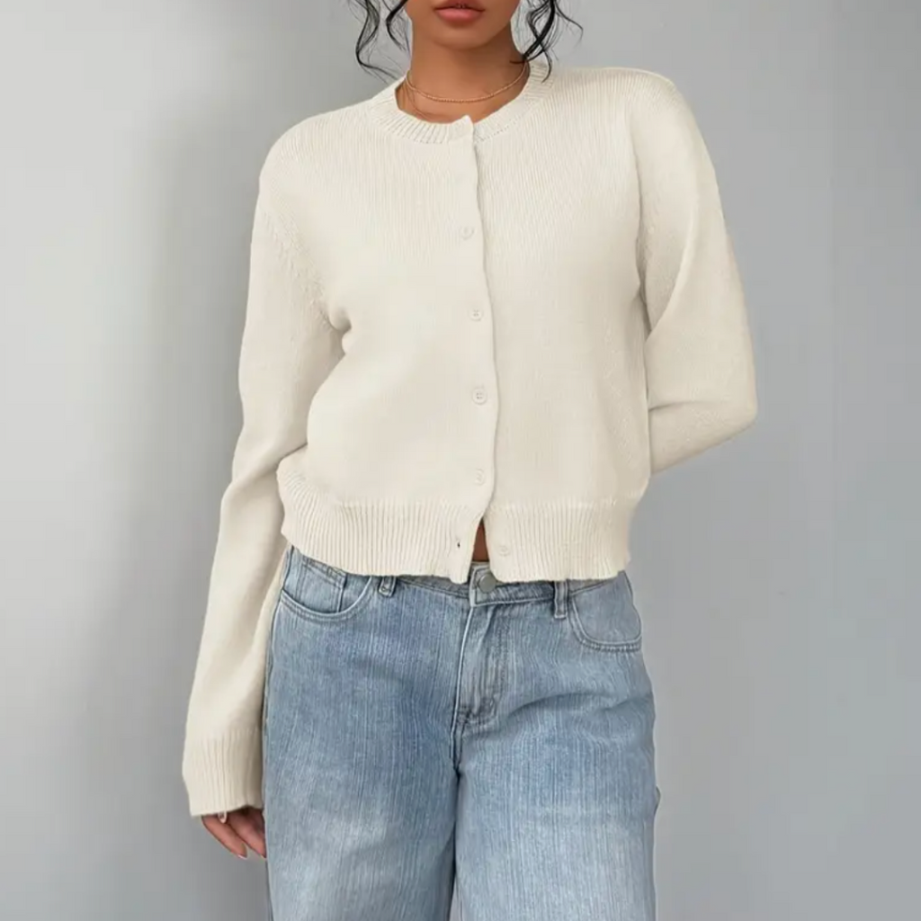 Women’s Cropped Button Cardigan – Soft Knit Layer for Everyday & Casual Wear