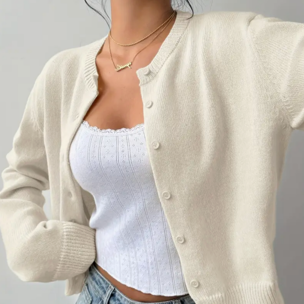 Women’s Cropped Button Cardigan – Soft Knit Layer for Everyday & Casual Wear