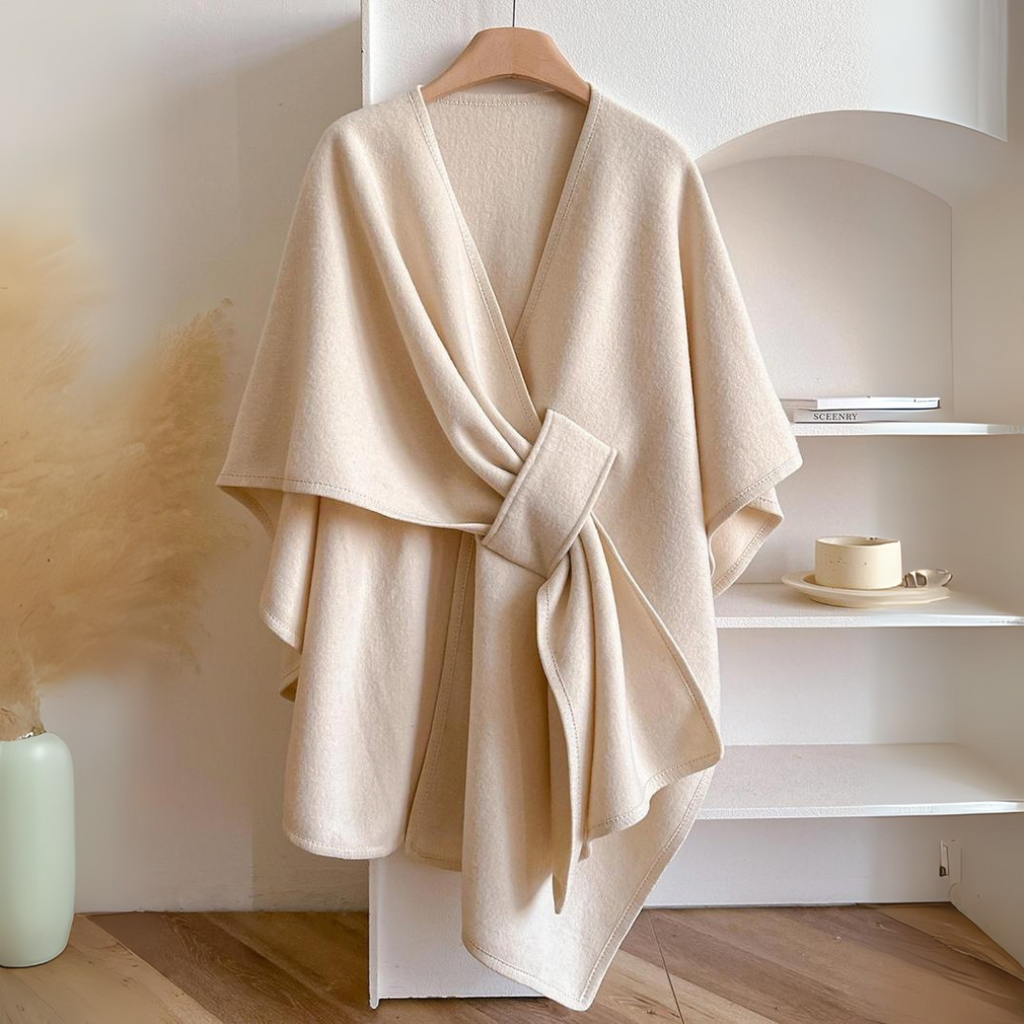 Women’s Drape Shawl – Elegant Wrap with Wide Tie Belt for All-Season Layering