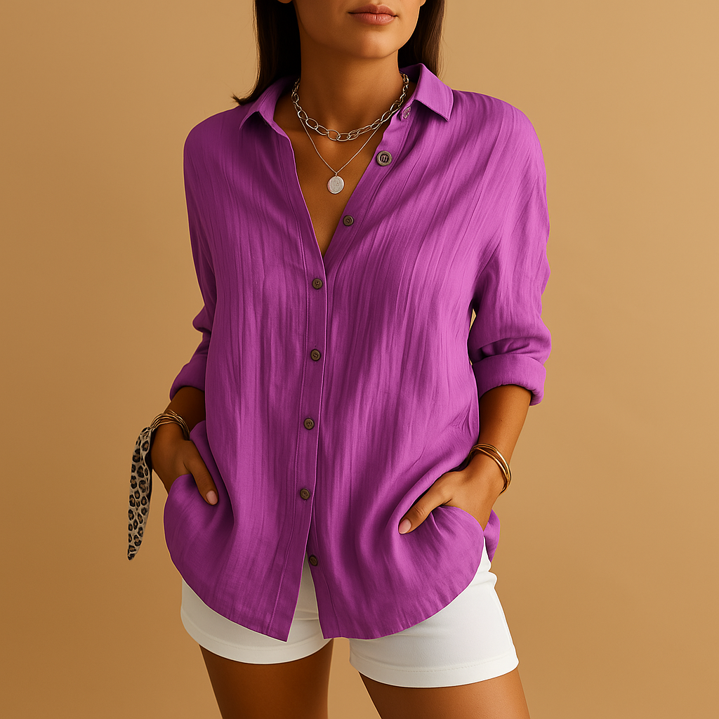 Women’s Lightweight Long Sleeve Blouse – Relaxed Fit for Everyday and Workwear