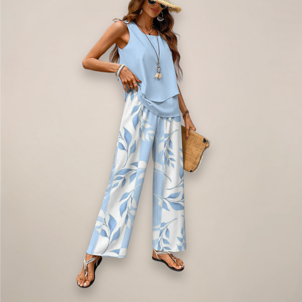 Women’s Two-Piece Set – Sleeveless Top with Straight-Leg Trousers for Effortless Elegance