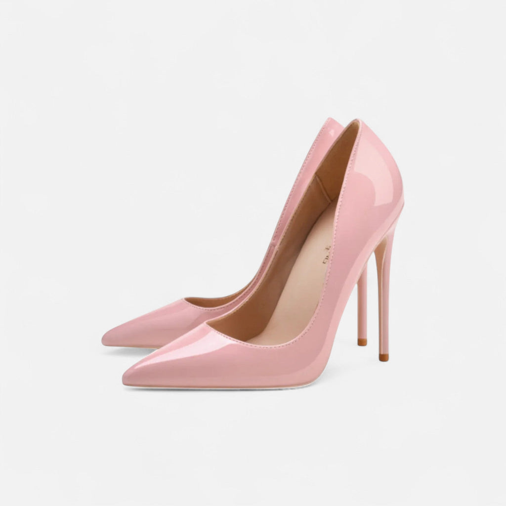 Women's Stiletto Heels - Pointed Toe Patent Court Shoe Slip-On