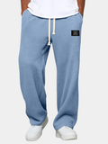 Men's Wide-Leg Waffle-Knit Track Trousers with Drawstring Waist