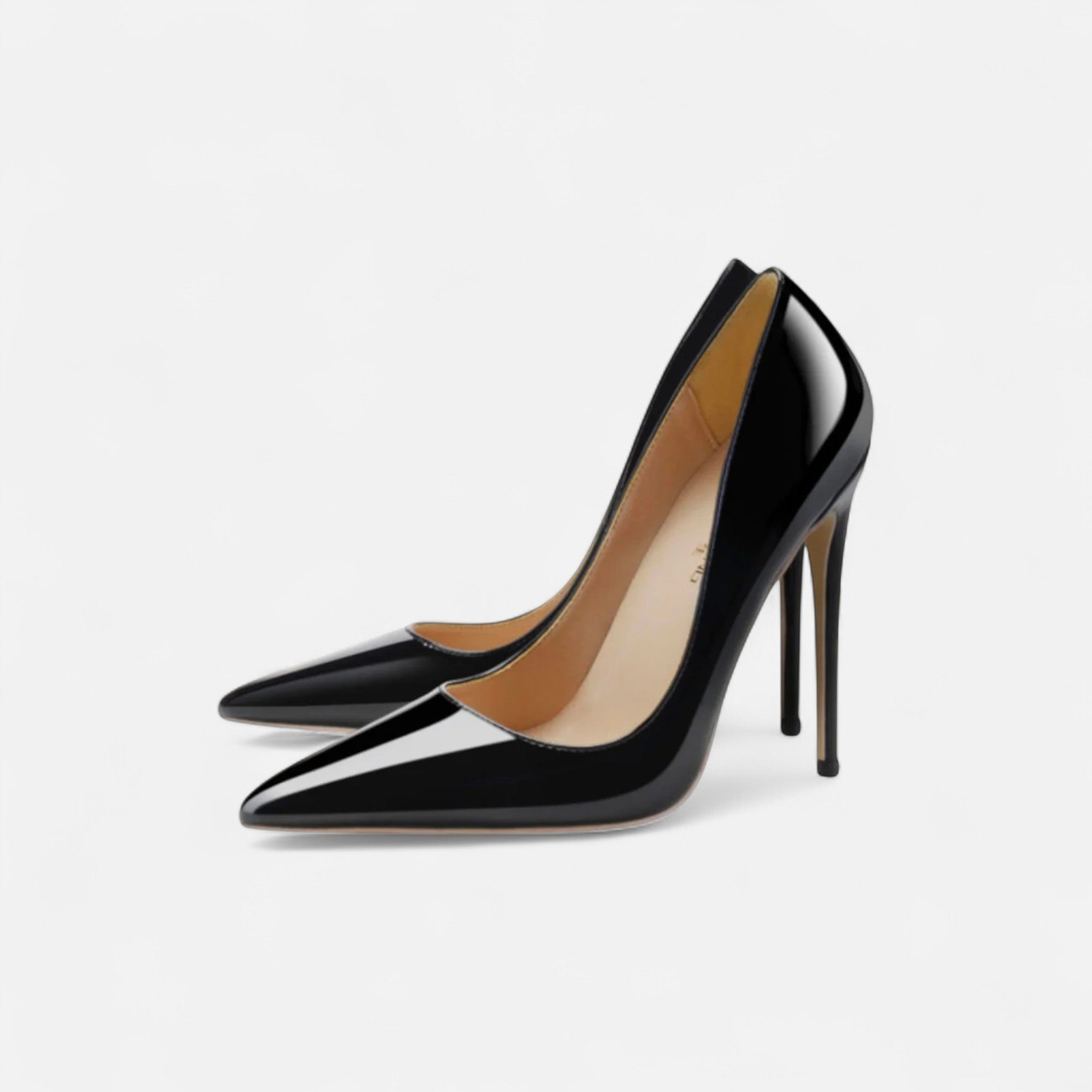 Women's Stiletto Heels - Pointed Toe Patent Court Shoe Slip-On