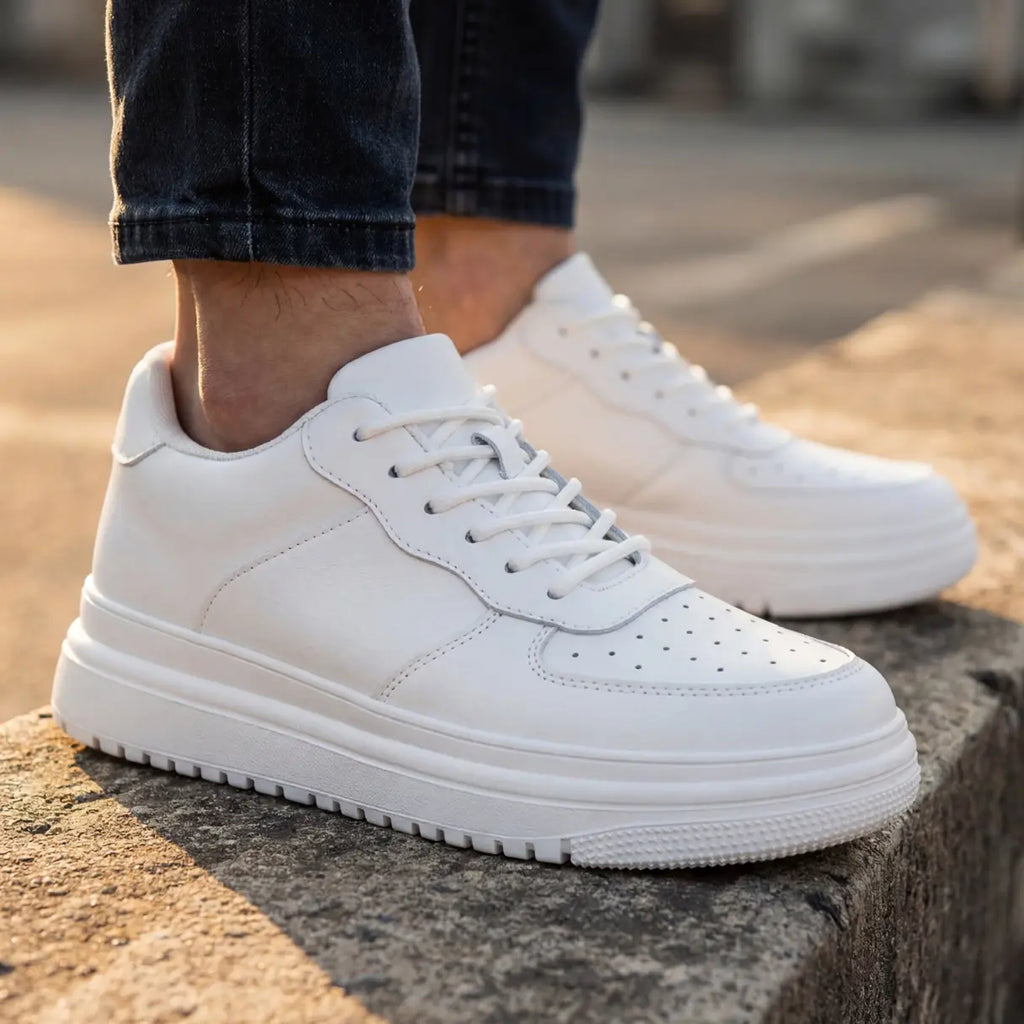 Men’s Minimalist Lace Up Platform Sneakers with Chunky Contrast Sole