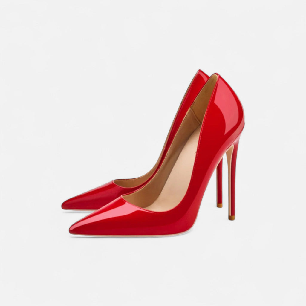 Women's Stiletto Heels - Pointed Toe Patent Court Shoe Slip-On