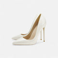 Women's Stiletto Heels - Pointed Toe Patent Court Shoe Slip-On